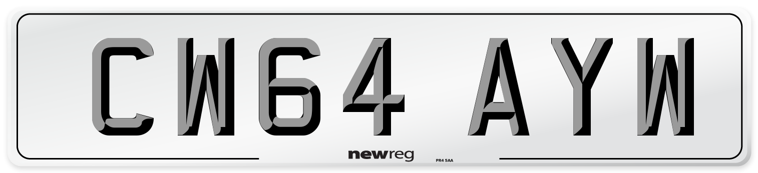 CW64 AYW Number Plate from New Reg
